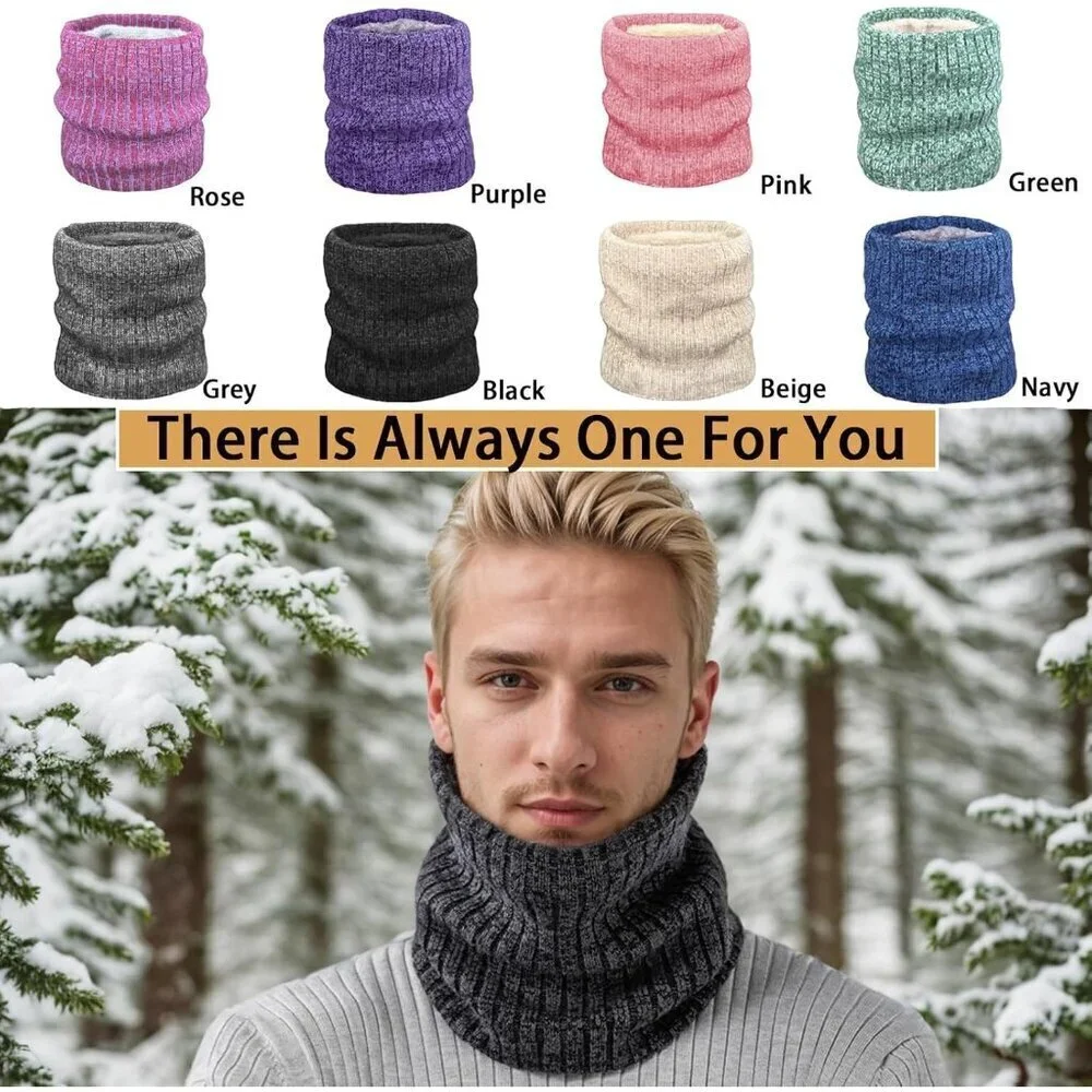 Men's Red Winter Thermal Fleece Neck Warmer Windproof Face Cover Ski Mask